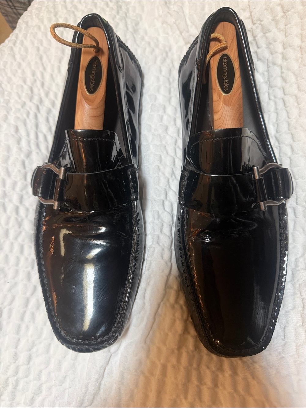 Salvatore Ferragamo Black Patent Leather with Gancini buckle